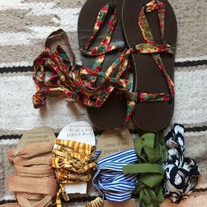 Sseko leather sandals + 5 ties